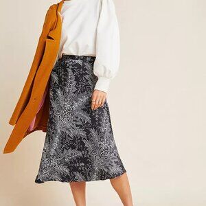 Anthropologie Bias Satin Midi Skirt